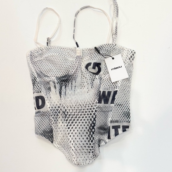 Miaou White Mesh Corset Top - Picture 3 of 12